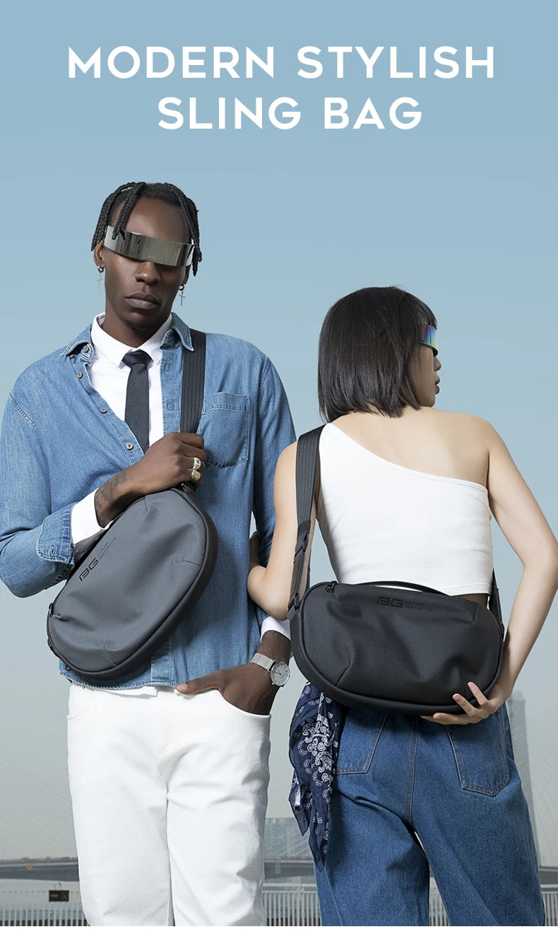 BANGE Men's Waterproof Crossbody Bag Oxford Large Capacity Multifunction Anti-theft Sling Shoulder Messenger Chest Bag Pack