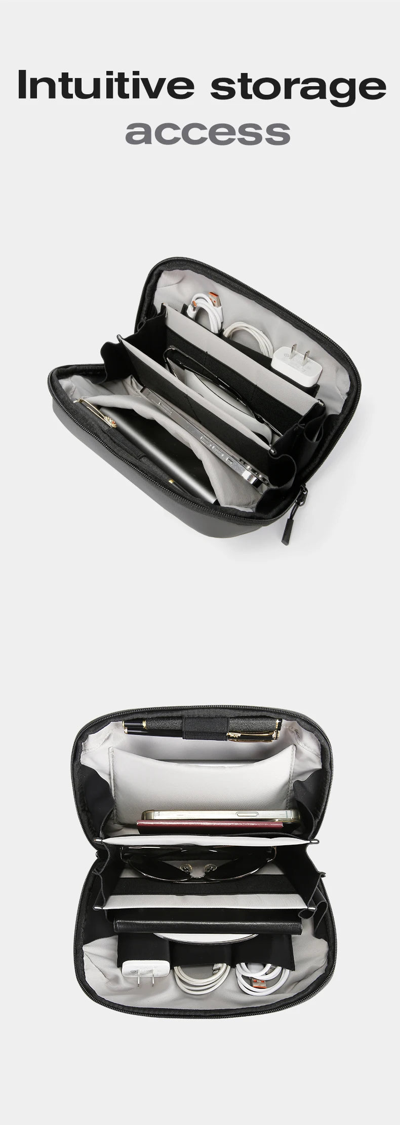 BANGE Multi-Layers Tech Pouch Oxford Warerproof Organizer Case Portable Data Cable Storage Bag Gadget Bag for Travel USB Charger