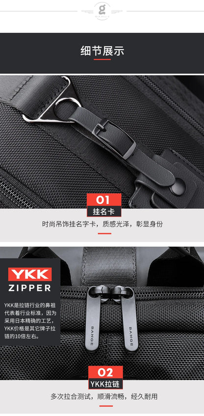 Bange Casual Men Anti Theft Backpack 15.6 inch Multifunctional Waterproof Backpacks Daily Travel Bag School Rucksack With Belt