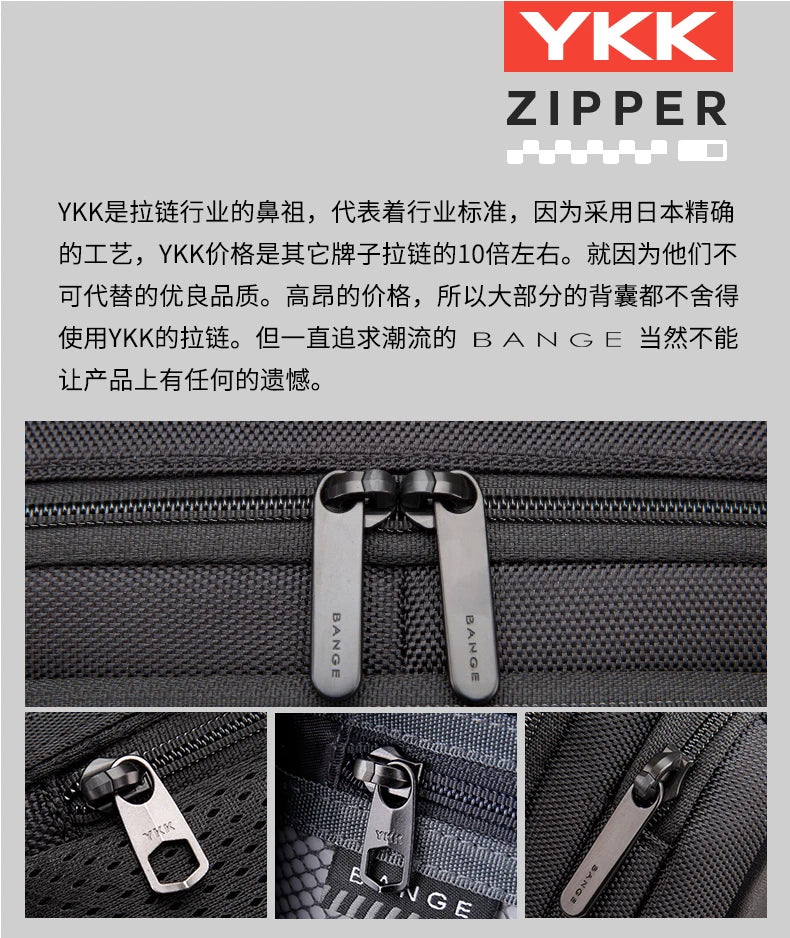 Bange Casual Men Anti Theft Backpack 15.6 inch Multifunctional Waterproof Backpacks Daily Travel Bag School Rucksack With Belt