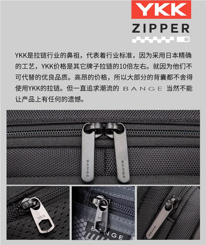 Bange Casual Men Anti Theft Backpack 15.6 inch Multifunctional Waterproof Backpacks Daily Travel Bag School Rucksack With Belt