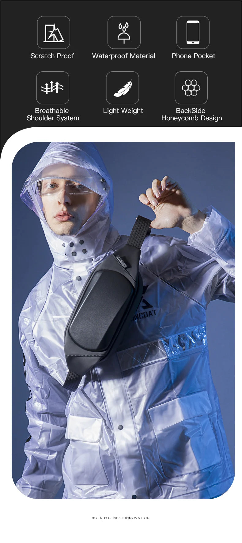 BANGE Chest Bag New Multifunction Crossbody Shoulder Messenger Bags Lightweight Anti-Theft Anti-stain Waterproof Short Trip Pack