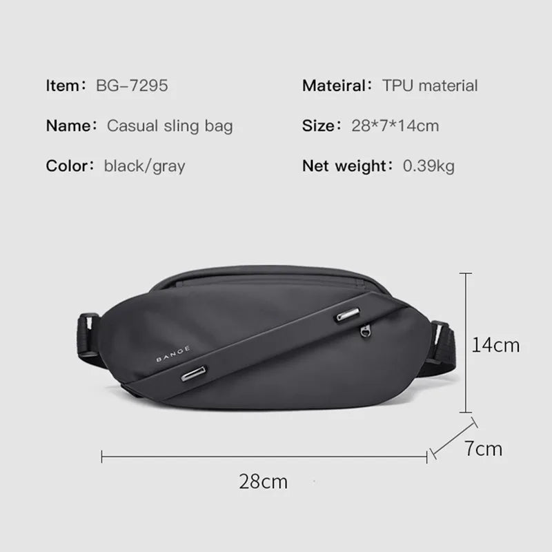 Big Big Bag #0039 - BANGE Large Capacity Waterproof Sling Bag – Multifunction Chest & Waist Pack for Men