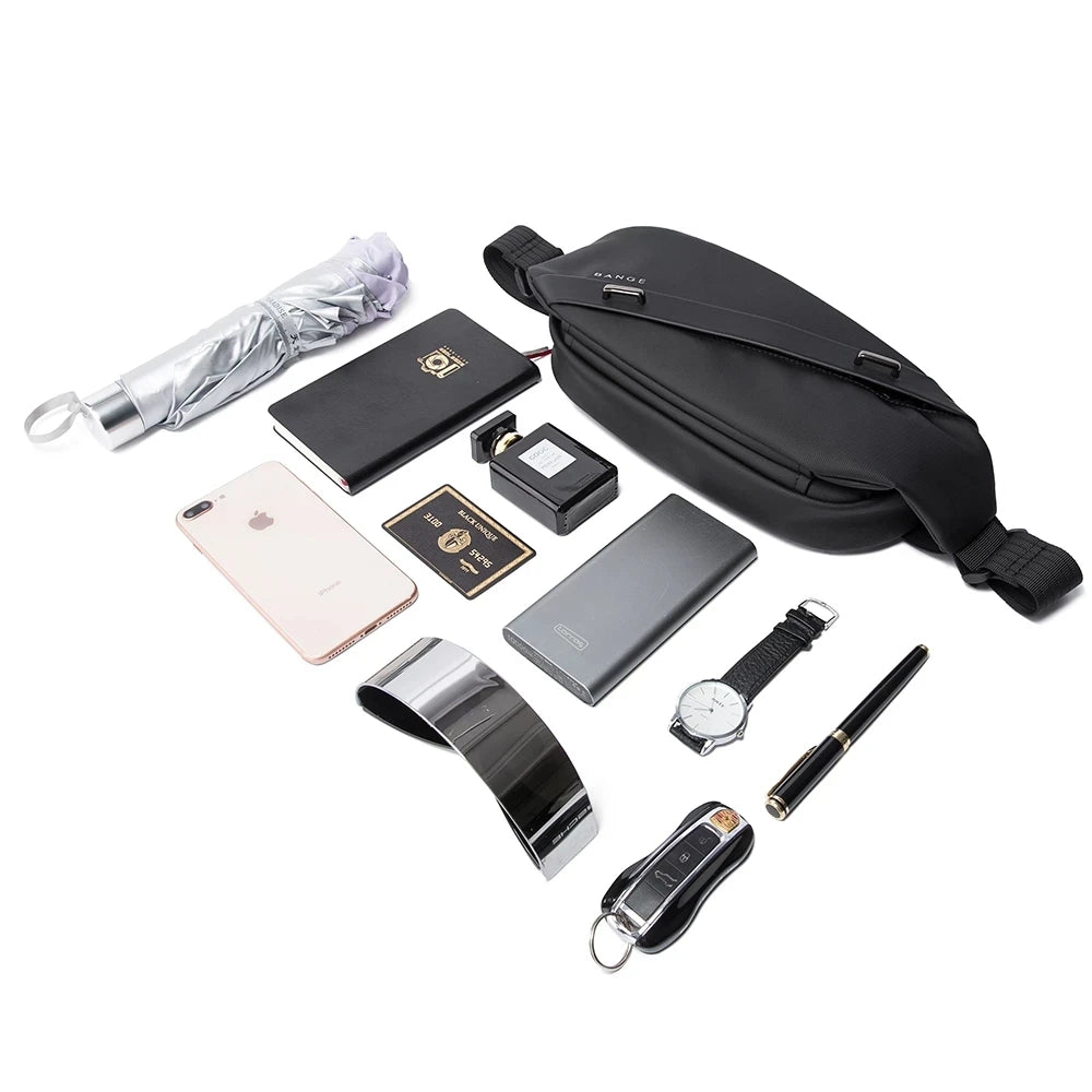 Big Big Bag #0039 - BANGE Large Capacity Waterproof Sling Bag – Multifunction Chest & Waist Pack for Men