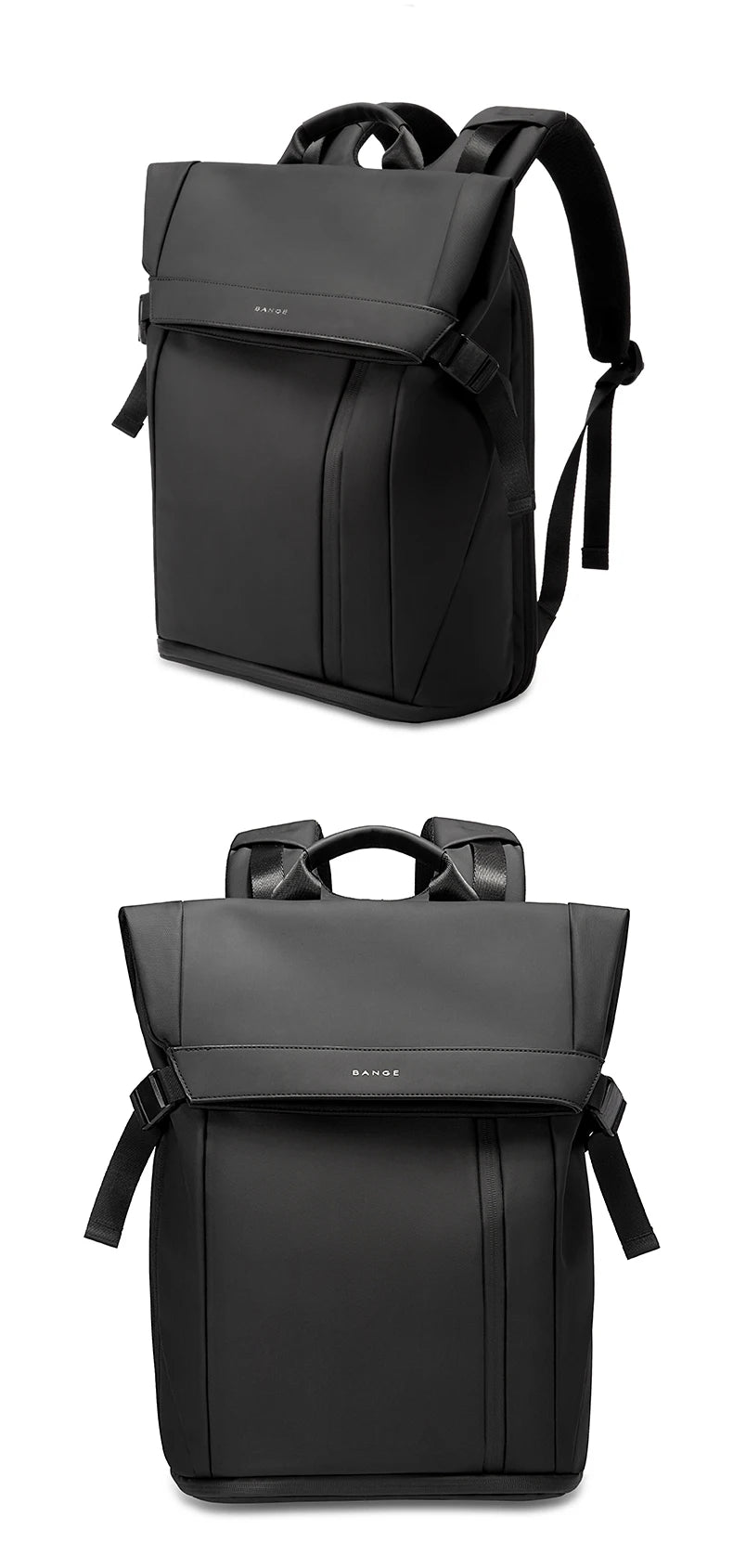 BANGE 15.6-inch laptop Men's business backpack waterproof multi compartment travel bag Black backpack suitable for men and women