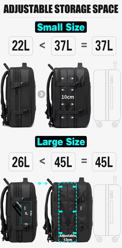 Big Big Bag #0015 - BANGE Expandable Waterproof Backpack – 17.3" Laptop Travel & Work Bag for Men