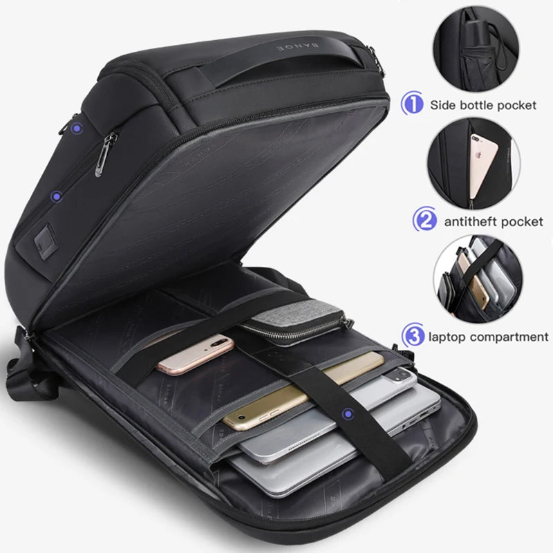 Big Big Bag #0019 - BANGE 17" USB Waterproof Laptop Backpack – Anti-Theft Travel Bag for Work & School