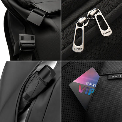BANGE 15.6-inch laptop Men's business backpack waterproof multi compartment travel bag Black backpack suitable for men and women