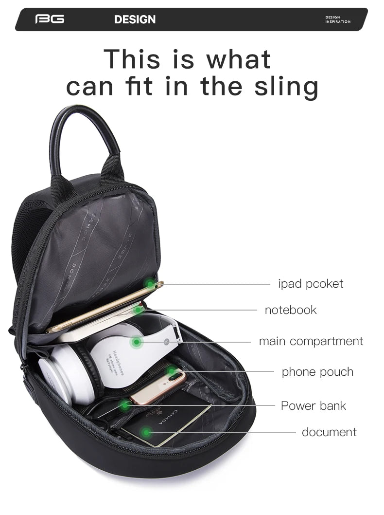 BANGE 2022 New Anti-theft Multifunction Crossbody Bag Shoulder Messenger Bags Male Waterproof Short Trip Chest Bag Pack for Men