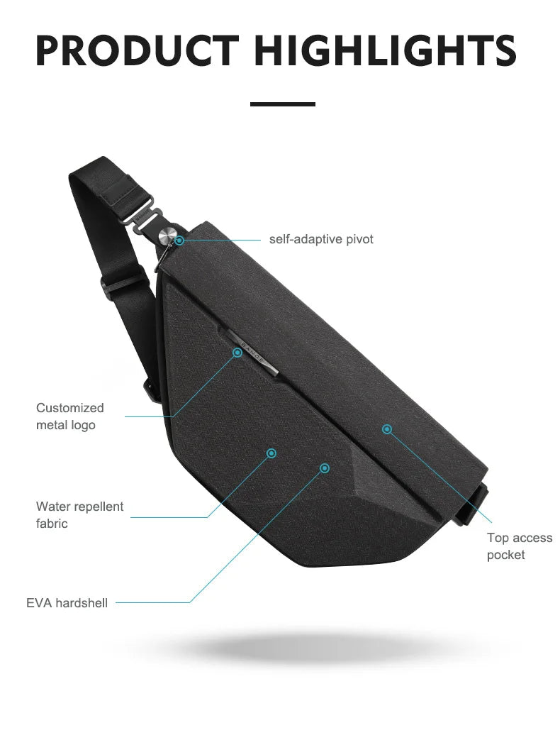 BANGE Men Oxford Waterproof Multifunction Hard Shoulder Bags Messenger Chest Sling Crossbody Bags Travel For 7.9 inch iPad