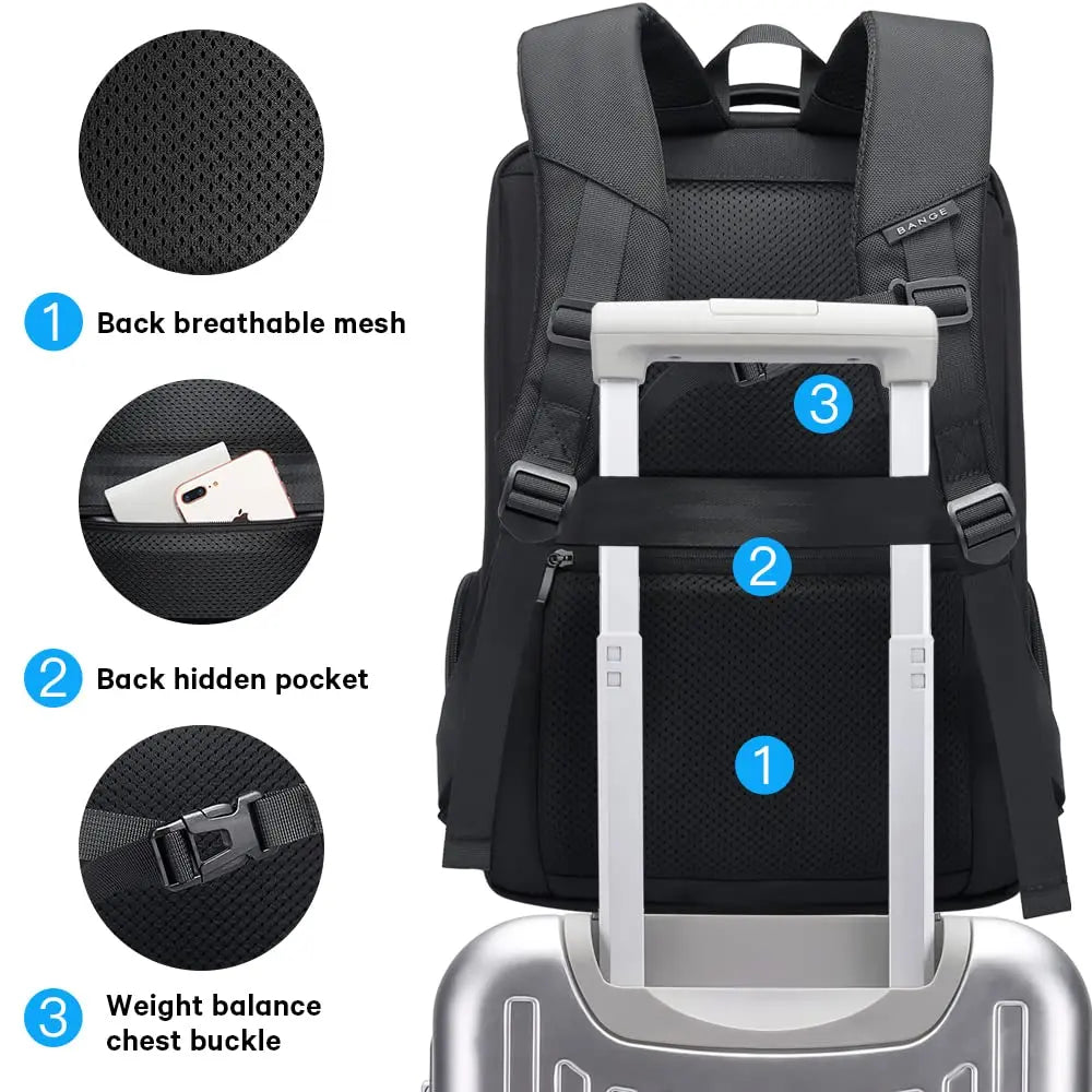 Big Big Bag #0030 - BANGE Anti-Theft Laptop Backpack – 15.6" Waterproof Travel & Business Bag with USB Charging Port