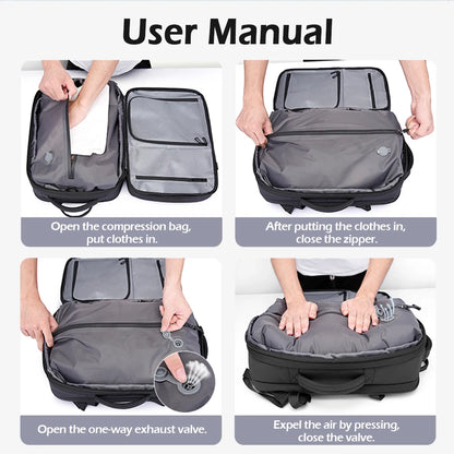 Big Big Bag #0036 - BANGE Expandable Travel Backpack – 17" Laptop, Vacuum Compression, Waterproof