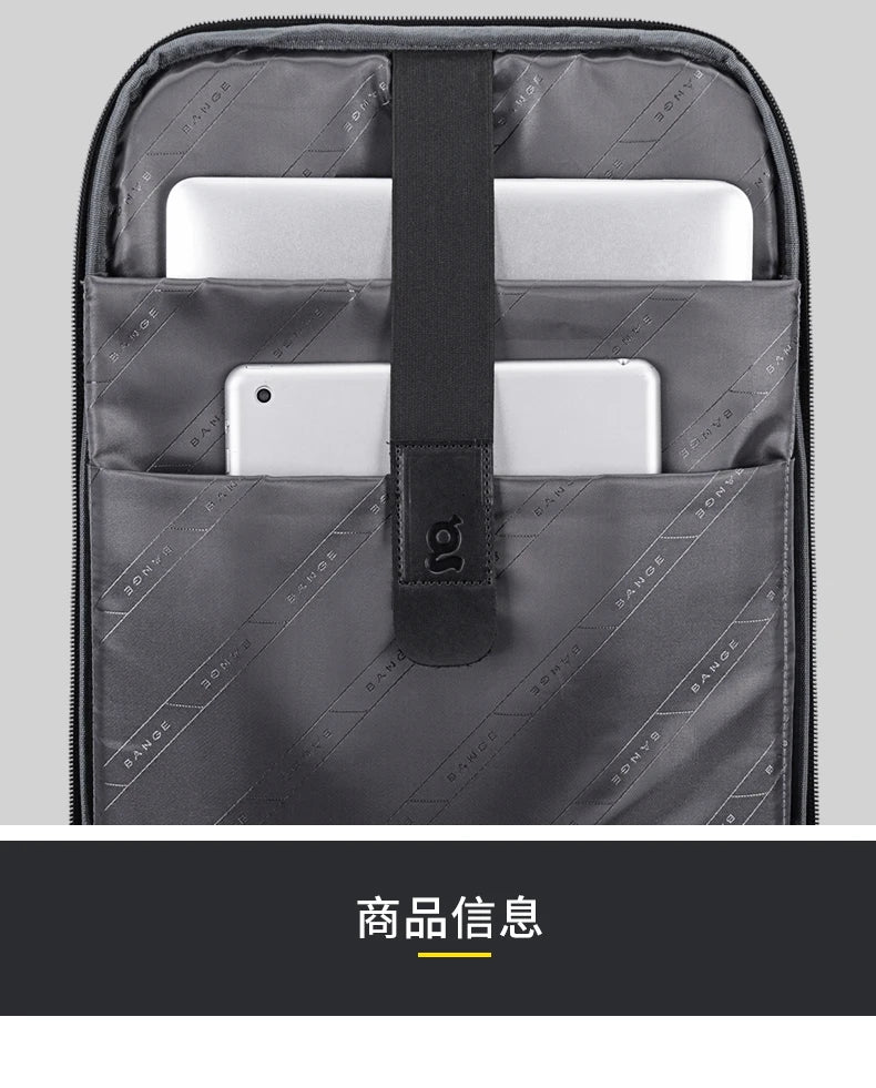 Bange Casual Men Anti Theft Backpack 15.6 inch Multifunctional Waterproof Backpacks Daily Travel Bag School Rucksack With Belt