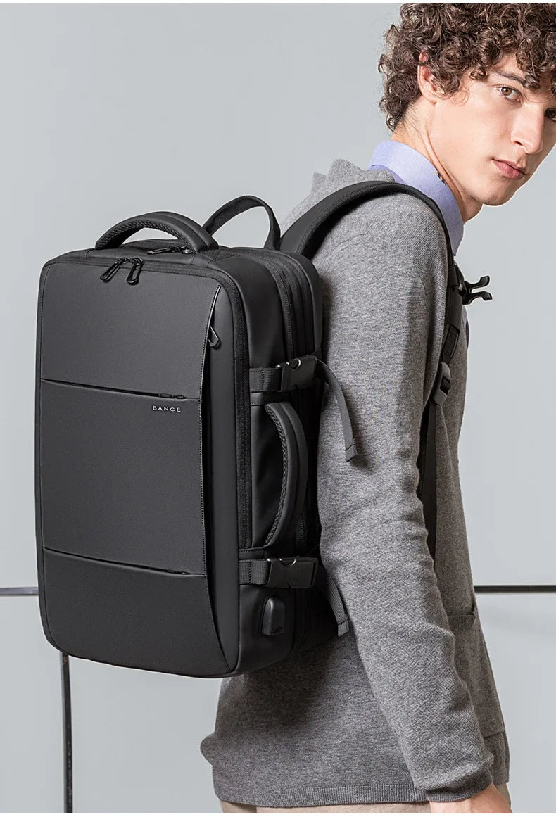 Big Big Bag #0015 - BANGE Expandable Waterproof Backpack – 17.3" Laptop Travel & Work Bag for Men