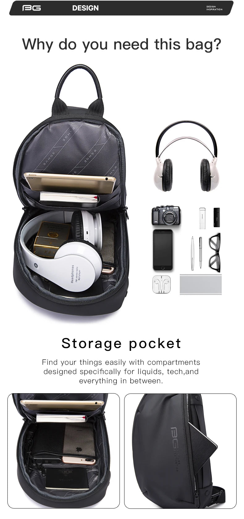 BANGE 2022 New Anti-theft Multifunction Crossbody Bag Shoulder Messenger Bags Male Waterproof Short Trip Chest Bag Pack for Men