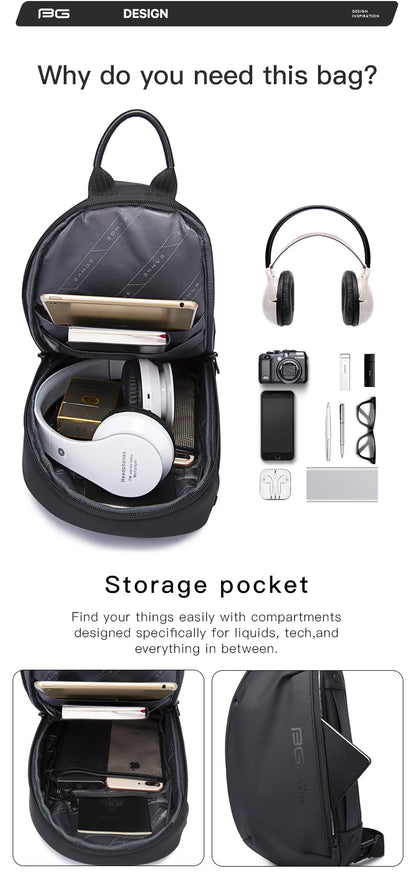 BANGE 2022 New Anti-theft Multifunction Crossbody Bag Shoulder Messenger Bags Male Waterproof Short Trip Chest Bag Pack for Men