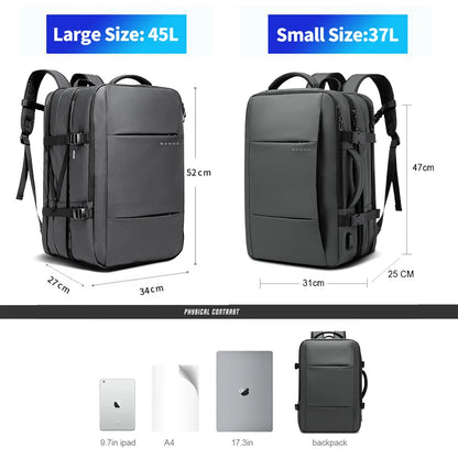 BANGE Aesthetic Men Business Backpack School Expandable USB Bag, Large Capacity 17.3 Laptop Waterproof Fashion Travel Backpack