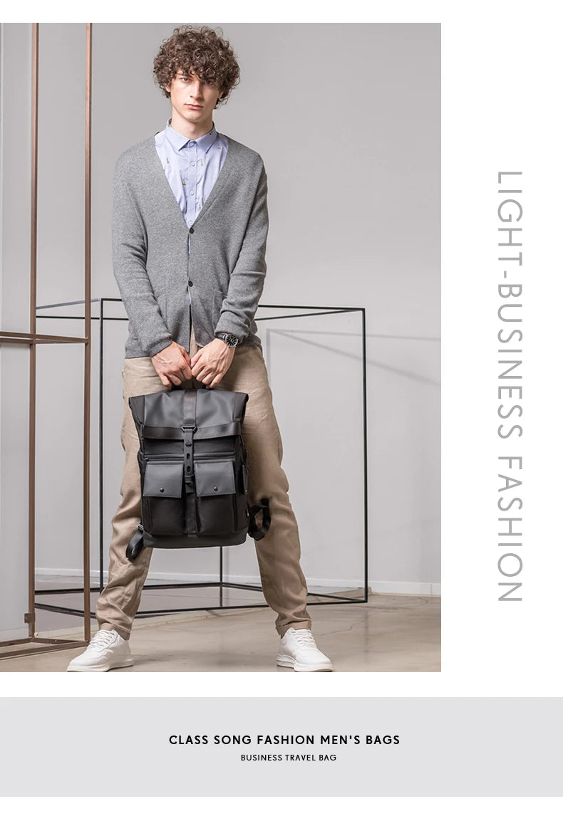 Bange Casual Men Anti Theft Backpack 15.6 inch Multifunctional Waterproof Backpacks Daily Travel Bag School Rucksack With Belt