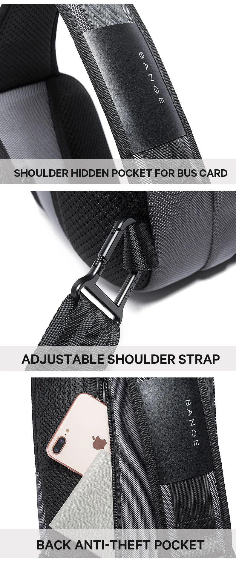 Big Big Bag #0040 - BANGE Anti-Theft Crossbody Bag – Waterproof Shoulder & Chest Pack for Men