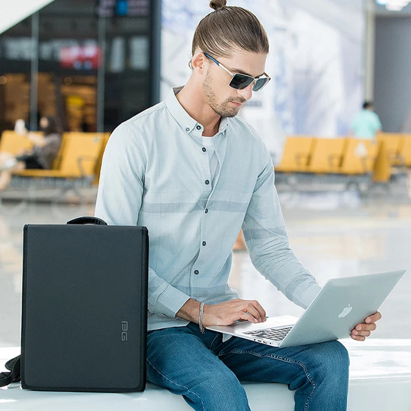 BANGE New Design Men Backpack Waterproof Fits for 14.1 inch Laptop Bag Teenager Travel Bag School Bag City Business Backpack Man