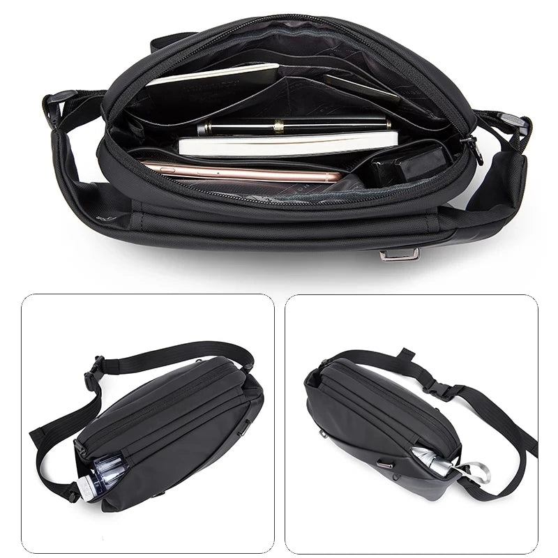 Big Big Bag #0039 - BANGE Large Capacity Waterproof Sling Bag – Multifunction Chest & Waist Pack for Men