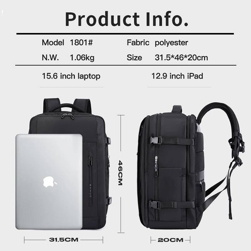 Big Big Bag #0018 - BANGE Men's 15.6" USB Waterproof Laptop Backpack – Travel, Work & School Bag
