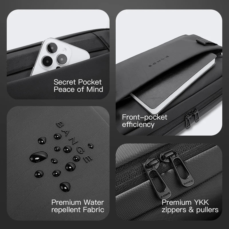 BANGE Daily Use Crossbody Bag Minimalist Chest Shoulder Pack for Men and Women Sling Bag Waterproof Lightweight Pack For Travel