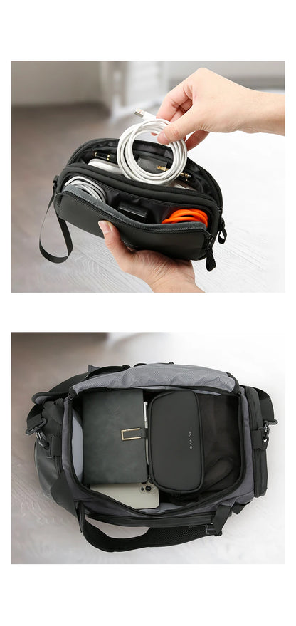 BANGE New Unisex Polyester Light Waterproof Digital USB Cable Storage Hand Bag, Electronics Travel Bag Organizer for Cable Case