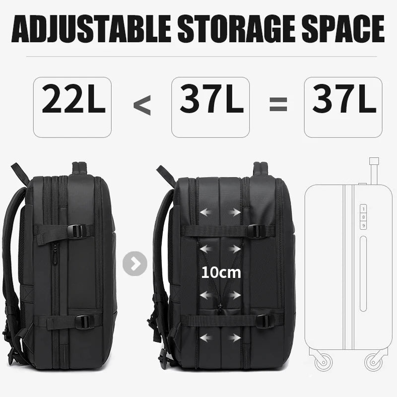 Big Big Bag #0015 - BANGE Expandable Waterproof Backpack – 17.3" Laptop Travel & Work Bag for Men