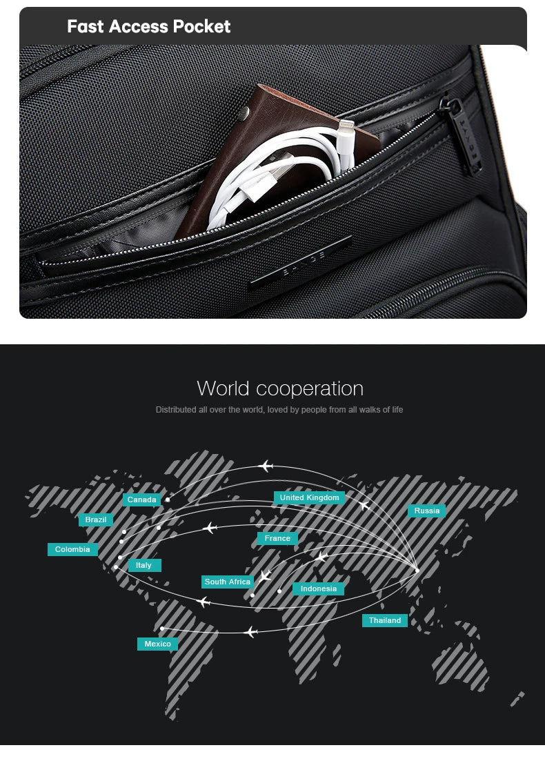 BANGE Anti Theft Laptop Backpack 15.6" Anti-wrinkle Waterproof USB Recharging Oxford Backpack Men Fashion Travel Bag Backpacks