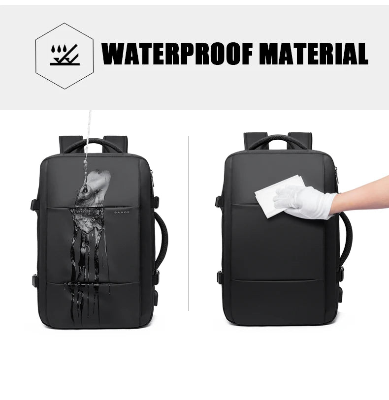 Big Big Bag #0015 - BANGE Expandable Waterproof Backpack – 17.3" Laptop Travel & Work Bag for Men