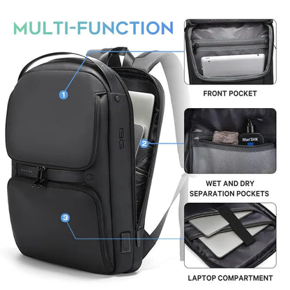 BANGE Men Anti Theft Waterproof Laptop Backpack 15.6 Inch Daily Work Business Backpacks Thin School Back Pack Mochila