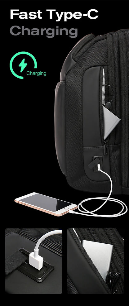 2024 New Fashion Men Business Backpack 15.6 in Laptop Backpack Work Man Bag Unisex Black Travel Male Backpack Mochila Waterproof