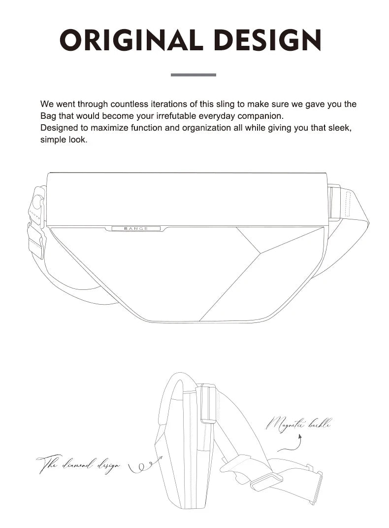 Big Big Bag #0029 - BANGE Waterproof Sling Bag – Multifunction Shoulder & Chest Pack for Men (Fits 7–9" iPad)
