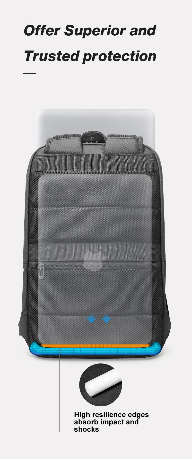 BANGE New Casual Multi-Pockets Big Capacity Daily 15.6inch Laptop Light Waterproof For Business Trip Roomy Men Backpack with YKK