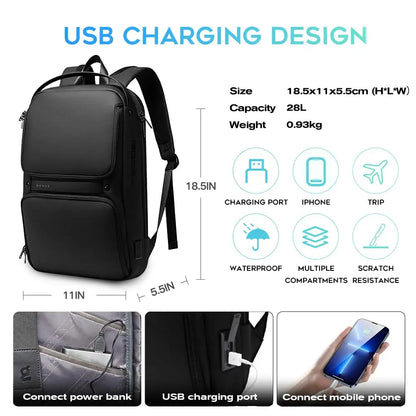 BANGE Men Anti Theft Waterproof Laptop Backpack 15.6 Inch Daily Work Business Backpacks Thin School Back Pack Mochila