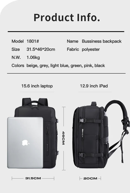 Big Big Bag #0018 - BANGE Waterproof Laptop Backpack – 15.6" USB Charging Business & Travel Bag for Men