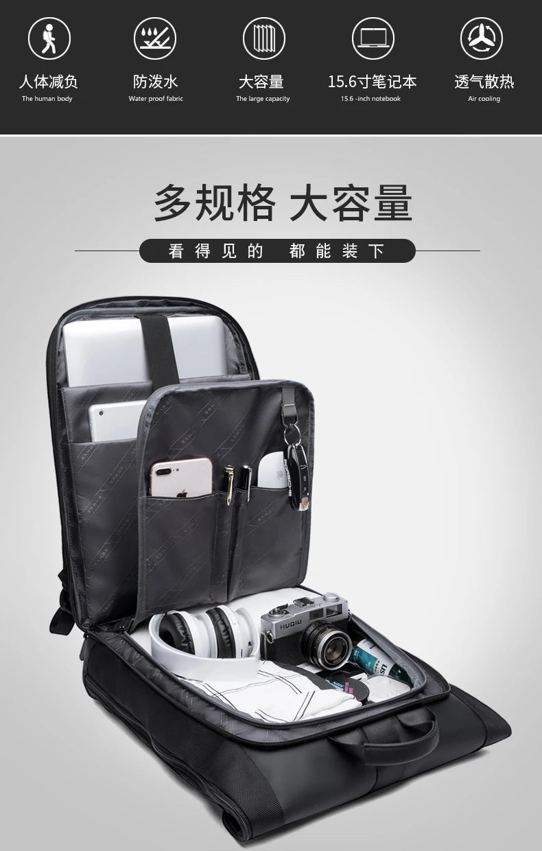 Bange Casual Men Anti Theft Backpack 15.6 inch Multifunctional Waterproof Backpacks Daily Travel Bag School Rucksack With Belt