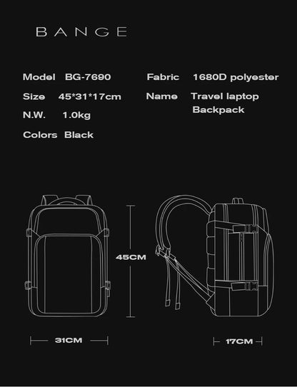 Big Big Bag #0035 - BANGE Large Capacity Laptop Backpack – 15.6" Waterproof Oxford with USB