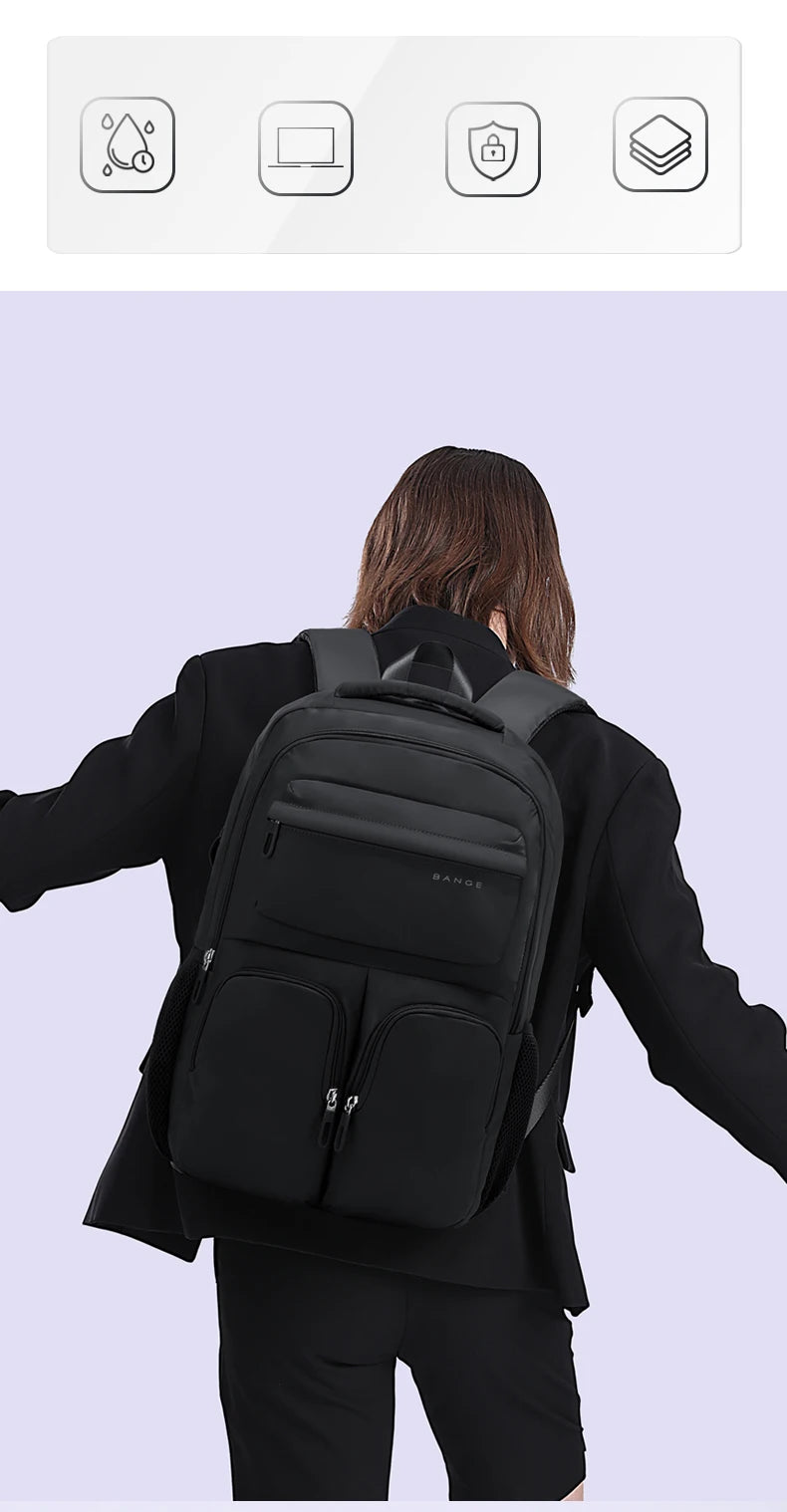 Big Big Bag #0032 - BANGE Waterproof Laptop Backpack – 15.6" Large Capacity Travel & School Bag