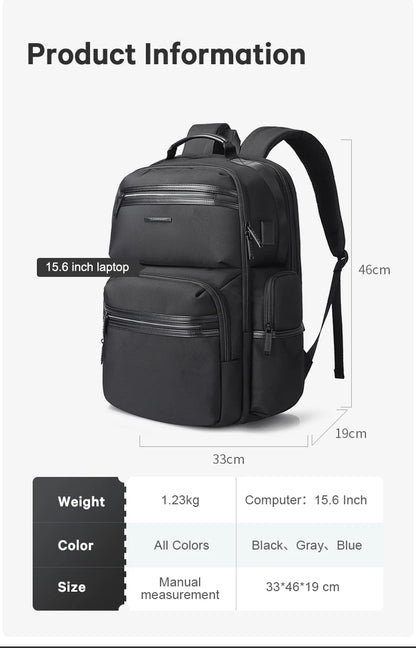 BANGE Anti Theft Laptop Backpack 15.6" Anti-wrinkle Waterproof USB Recharging Oxford Backpack Men Fashion Travel Bag Backpacks