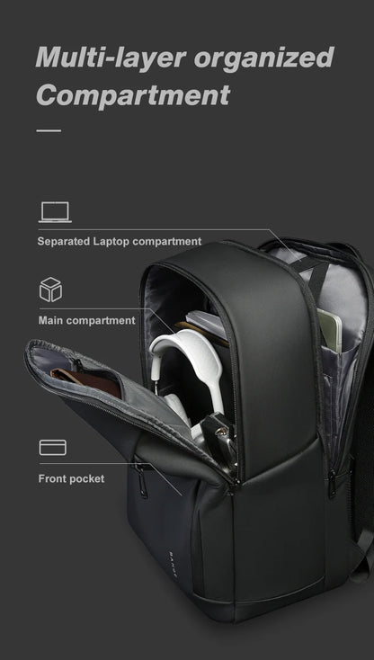 BANGE New Casual Multi-Pockets Big Capacity Daily 15.6inch Laptop Light Waterproof For Business Trip Roomy Men Backpack with YKK