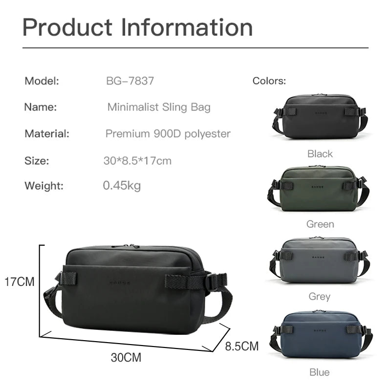 BANGE Daily Use Crossbody Bag Minimalist Chest Shoulder Pack for Men and Women Sling Bag Waterproof Lightweight Pack For Travel