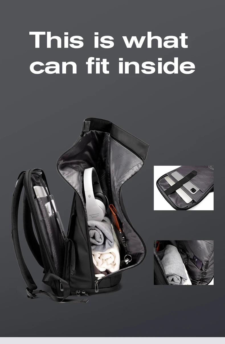 BANGE 15.6-inch laptop Men's business backpack waterproof multi compartment travel bag Black backpack suitable for men and women