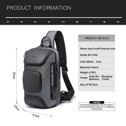 Big Big Bag #0040 - BANGE Anti-Theft Crossbody Bag – Waterproof Shoulder & Chest Pack for Men