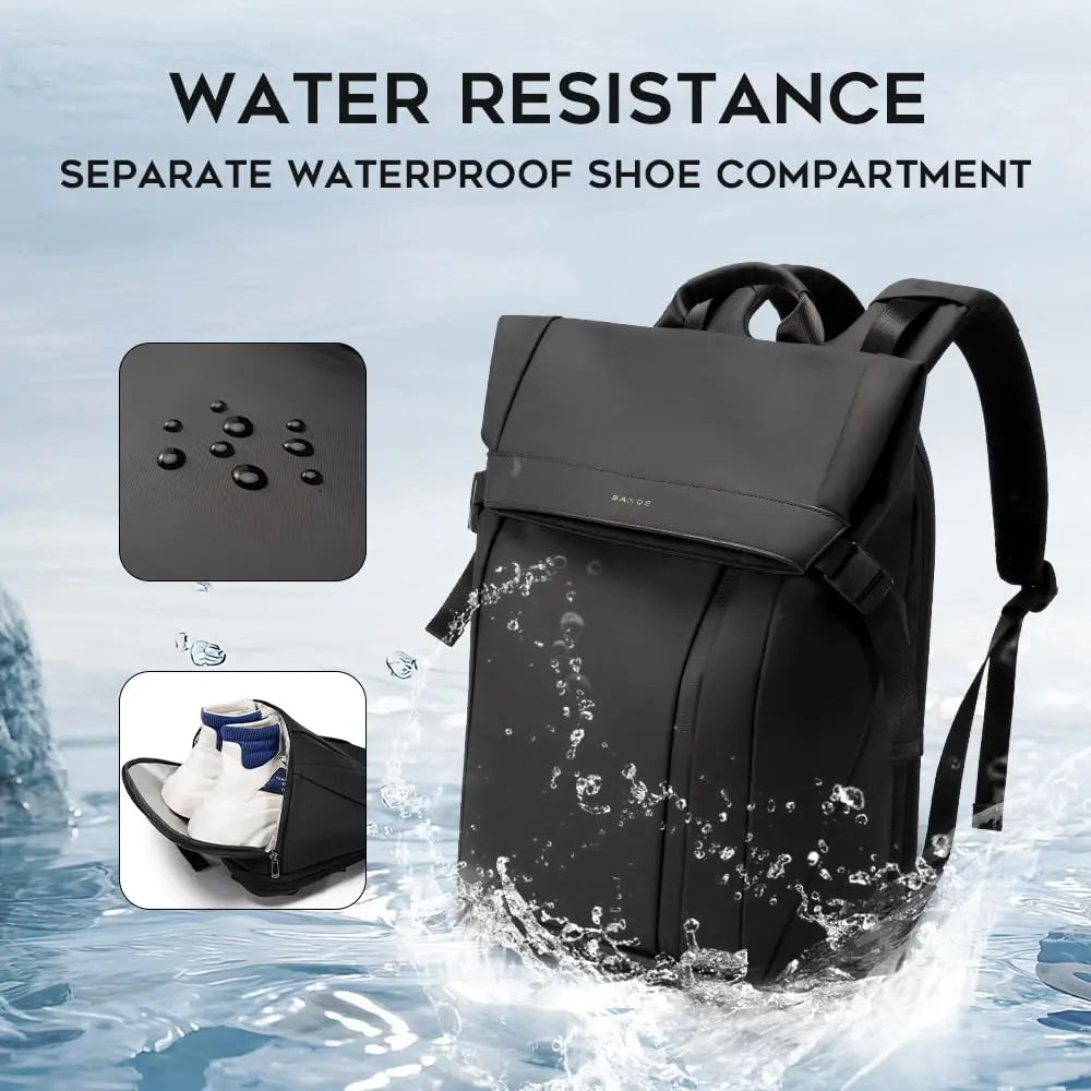 Bange Men Fashion Backpack 15.6 inch Multifunctional Waterproof Backpack Daily Travel Bag Casual School Rucksack with Buckle
