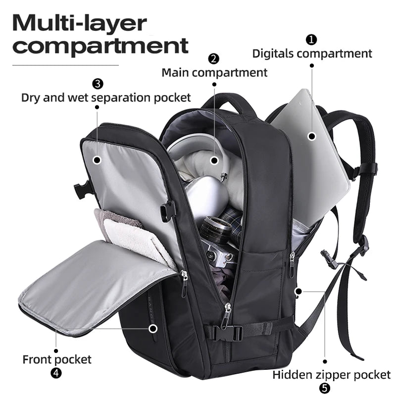 Big Big Bag #0018 - BANGE Waterproof Laptop Backpack – 15.6" USB Charging Business & Travel Bag for Men