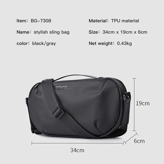 BANGE Men's Waterproof Crossbody Bag Oxford Large Capacity Multifunction Anti-theft Sling Shoulder Messenger Chest Bag Pack