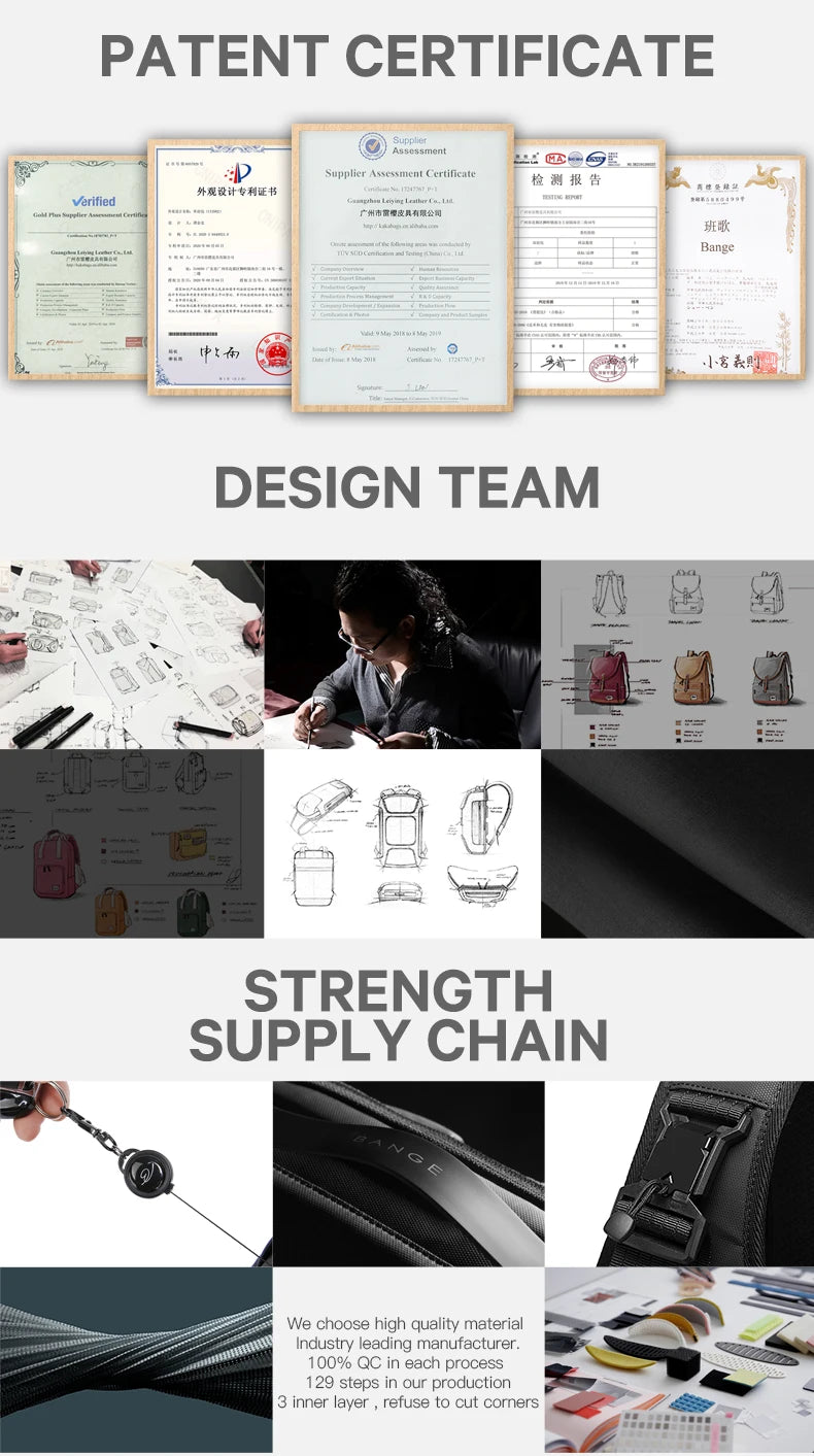 BANGE Aesthetic Men Business Backpack School Expandable USB Bag, Large Capacity 17.3 Laptop Waterproof Fashion Travel Backpack