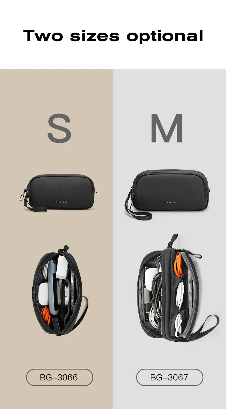 BANGE New Unisex Polyester Light Waterproof Digital USB Cable Storage Hand Bag, Electronics Travel Bag Organizer for Cable Case